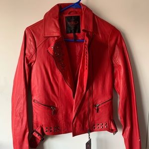 Faux Leather Motorcycle Style Jacket (Studded)
